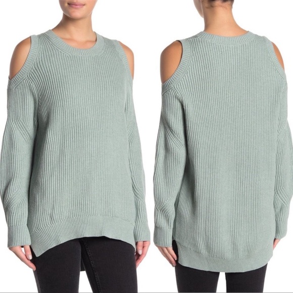 NWT AllSaints Lizzie Crew Cold Shoulder Mint Green